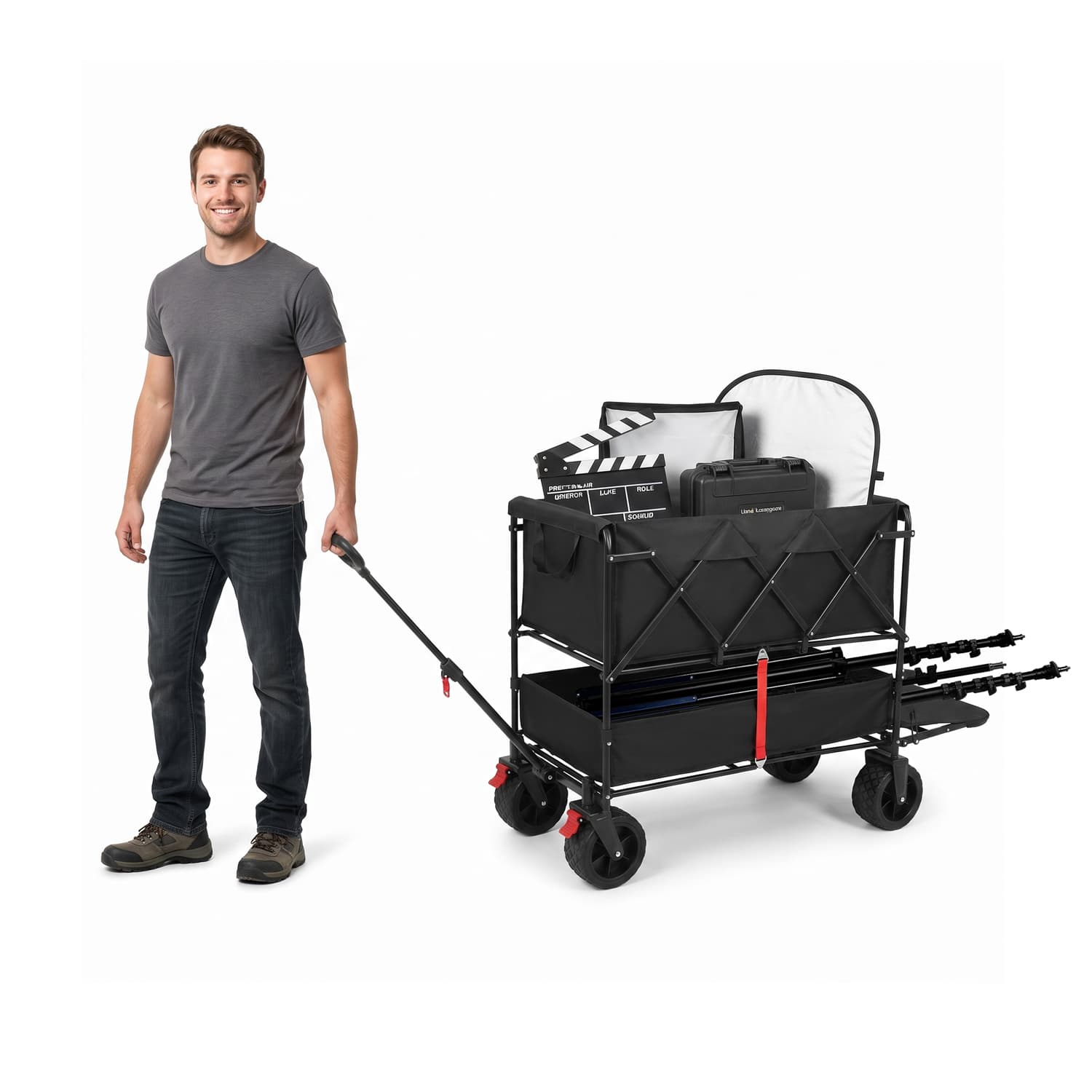 Dual-Layer Folding Photography Utility Wagon