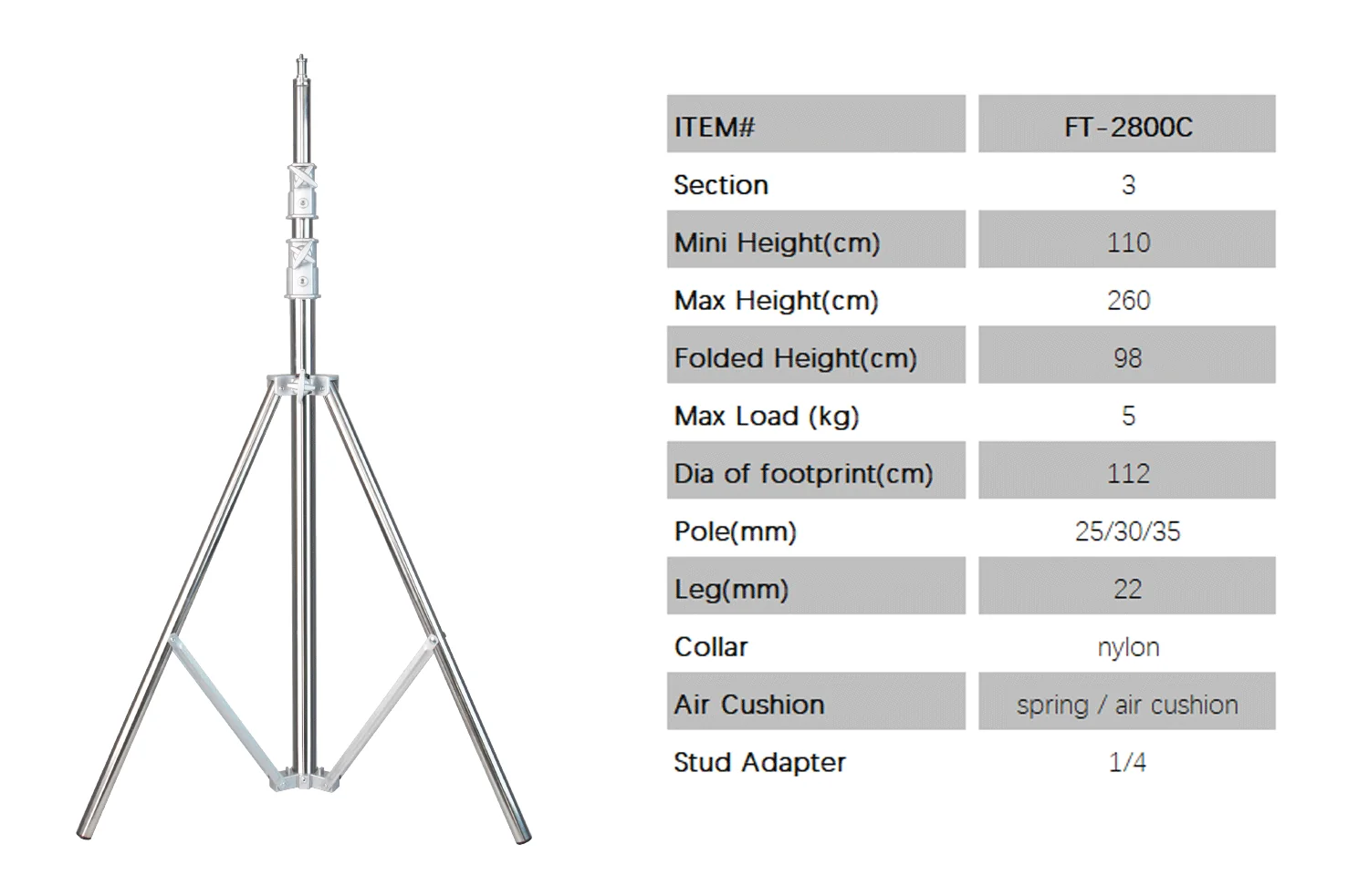 Light Stand FT-2800C detail 1